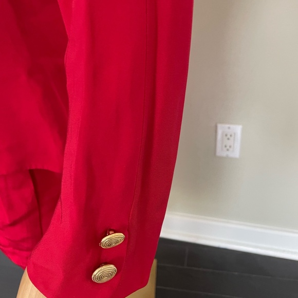 Albert Nipon Size 10 Silk  2 Piece Skirt Fitted Red Suit Women Bergdorf Goodman - Picture 4 of 8